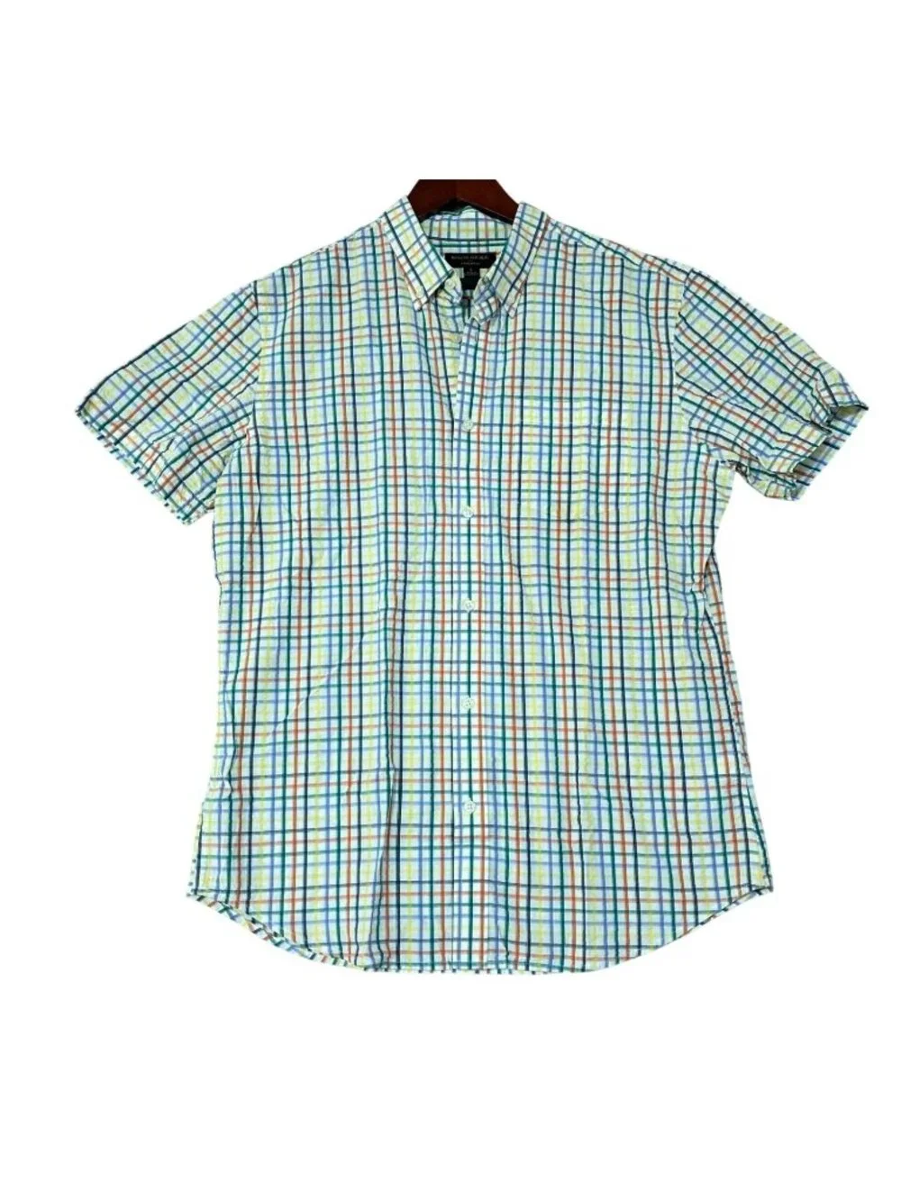 Banana Republic Textured Men's L Plaid Button-Down Shirt Standard Fit C0922